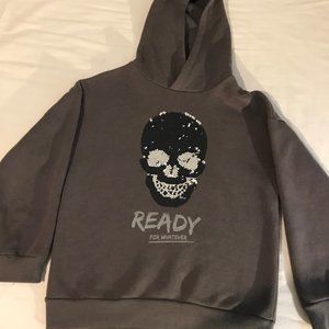 Zara kid sequined skull hoodie 11 years old